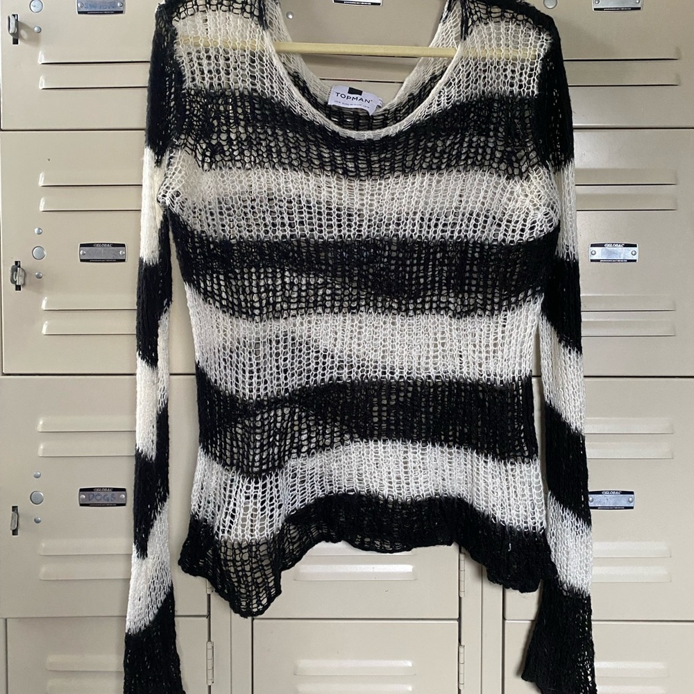 Topman Monochrome Striped Knit Sweater